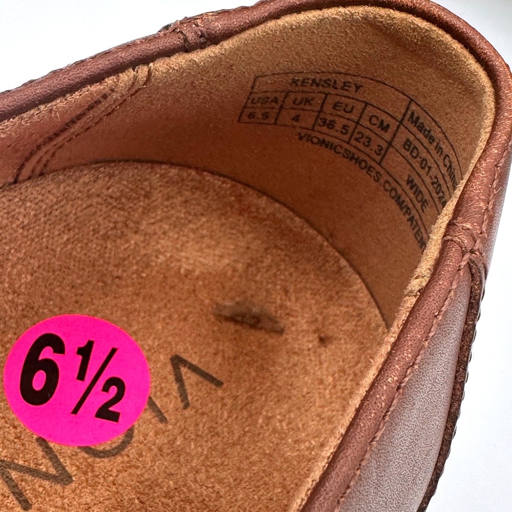 Vionic Kensley Brown Leather Slip On Loafers Women's Size 6.5 - Picture 4 of 7